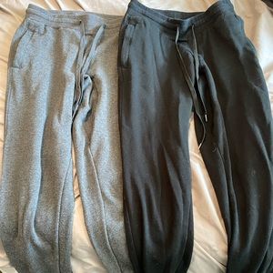 Gray and black sweatpants